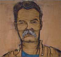 Retrat de Pep Quintana. Pintura sobre fusta 51 x 50 cm.
