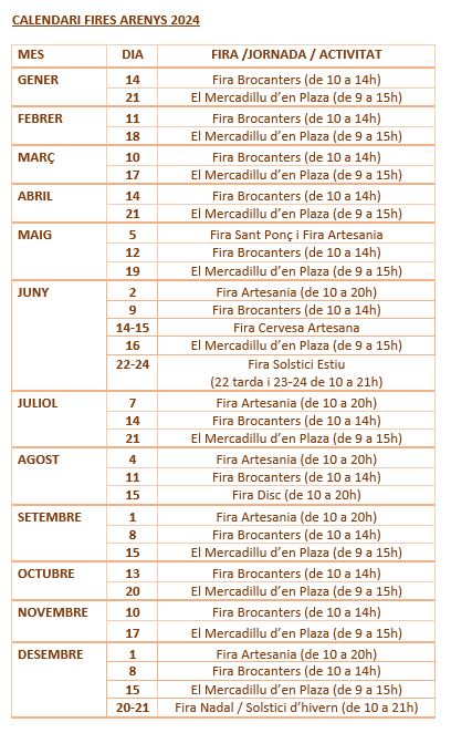Calendari Fires Arenys 2024